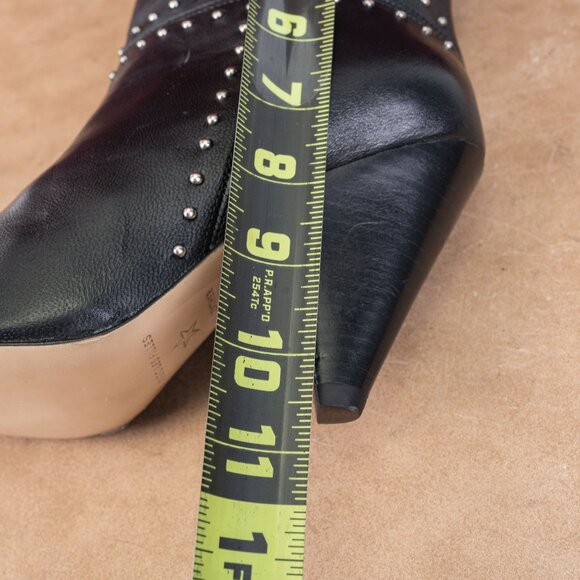 Avec Les Filles Women Ada Studded Black Leather Pointy Toe Ankle Boots sz 7 - Picture 5 of 8